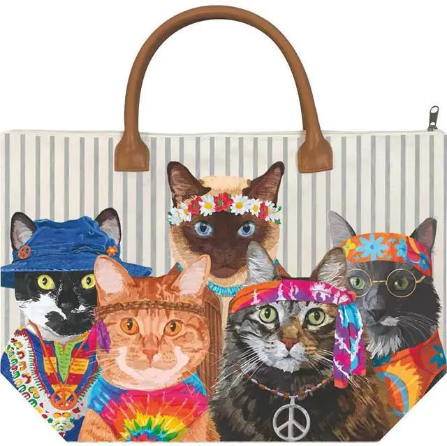 Main image of Paperproducts Design Groovy Cats Cotton Canvas Tote Bag