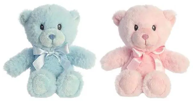 Alt view image 2 of 2 - Ebba Plush Stuffed Animal My First Teddy Bear Blue Boy Animal Rattle 7" Tall