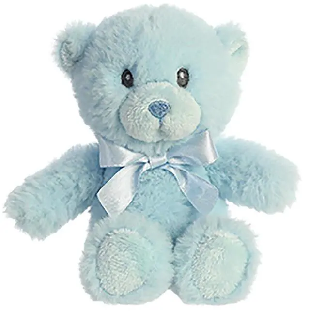 Main image of Ebba Plush Stuffed Animal My First Teddy Bear Blue Boy Animal Rattle 7" Tall