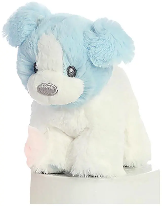 Main image of Ebba Plush My First Puppy Blue Boy Polka Dots Animal Rattle 4.5" Tall Standing