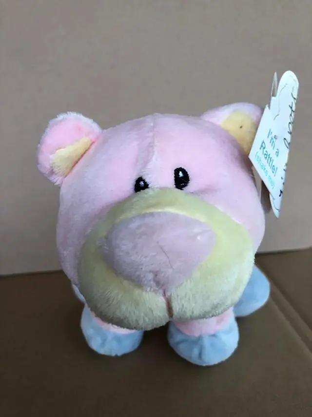 Alt view image 2 of 2 - Wishpets 8" Pink Bear Baby Zoo Animals with Rattle