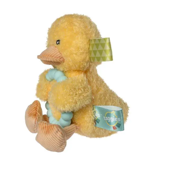 Alt view image 2 of 3 - Taggies Soft Baby Rattle w/ Teether Ring & Sensory Tags, 6", Yellow Dunkin Duck