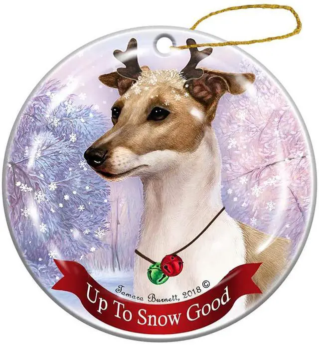 Main image of Holiday Pet Gifts Italian Greyhound Fawn/White Dog Porcelain Christmas Ornament