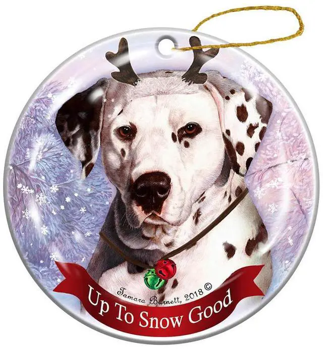 Main image of Holiday Pet Gifts Dalmatian Liver/White Dog Porcelain Christmas Ornament
