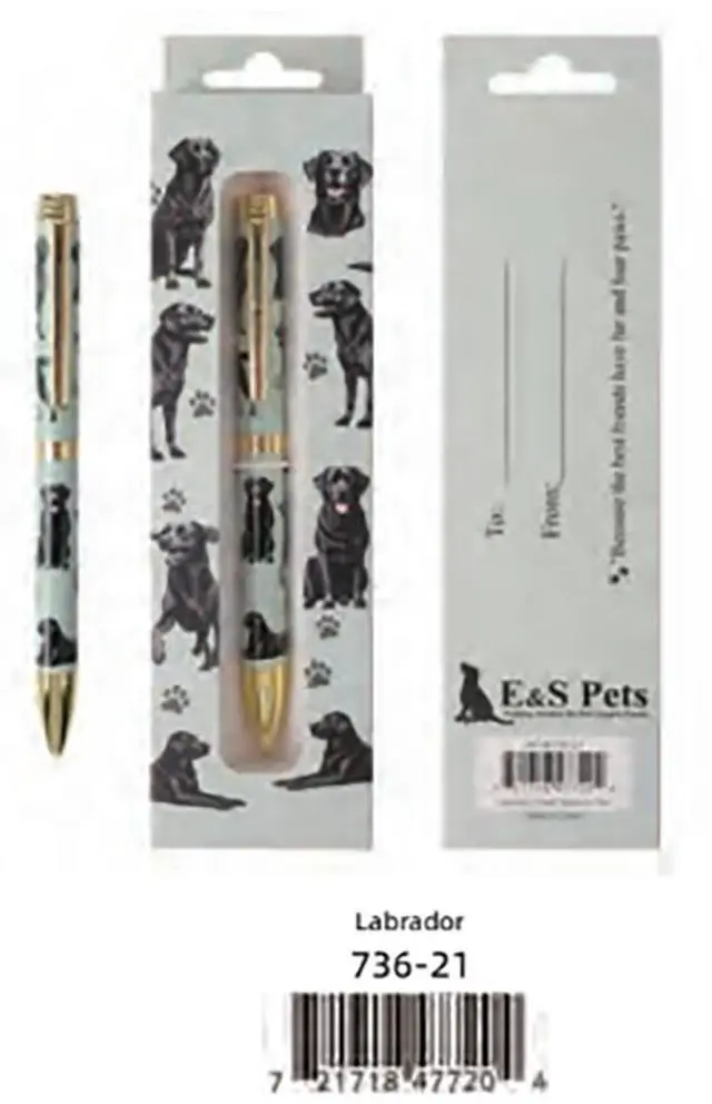 Main image of E&S Pets Refillable Ball Point Pen in Gift Box, Black Labrador Retriever Dog