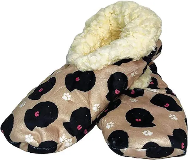 Main image of Comfies Womens Black Labradoodle Slippers - Sherpa Lined Animal Print Booties