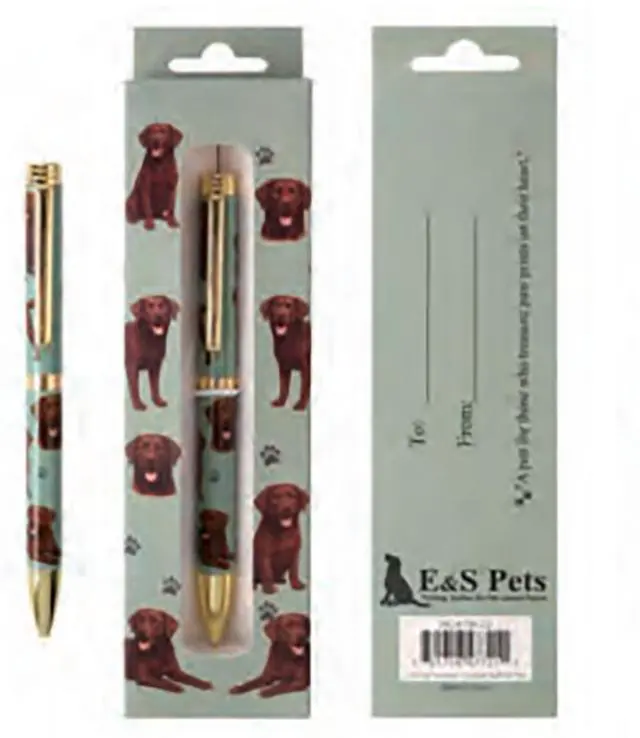 Main image of E&S Pets Refillable Ball Point Pen in Gift Box, Chocolate Labrador Retriever Dog