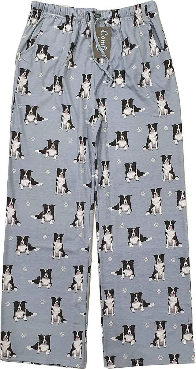 Main image of Border Collie Unisex Lightweight Cotton Blend Pajama Bottoms- Large