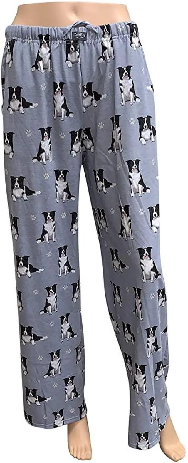 Alt view image 2 of 2 - Border Collie Unisex Lightweight Cotton Blend Pajama Bottoms- Large