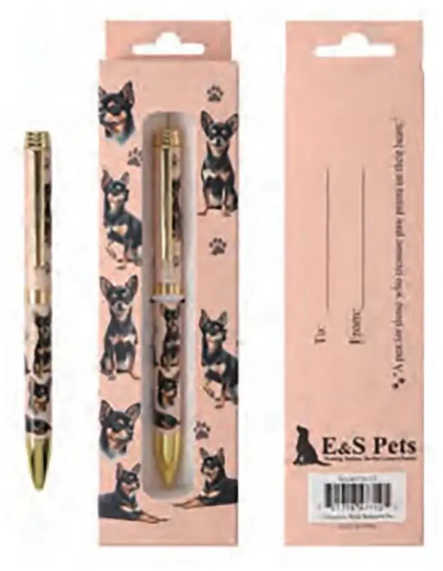 Main image of E&S Pets Refillable Ball Point Pen in Gift Box, Black Chihuahua Dog