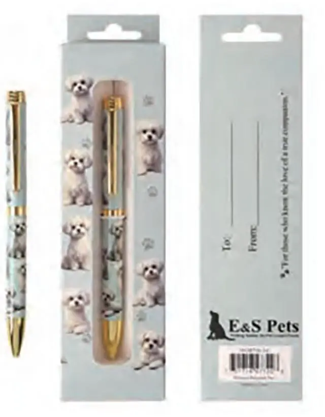 Main image of E&S Pets Refillable Ball Point Pen in Gift Box, Maltese Dog