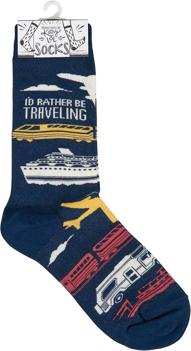 Alt view image 4 of 4 - Primitives by Kathy - I'd Rather Be Traveling Unisex Socks, One Size