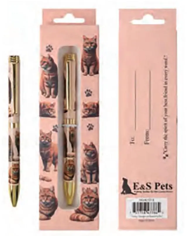 Main image of E&S Pets Refillable Ball Point Pen in Gift Box, Orange Tabby Cat