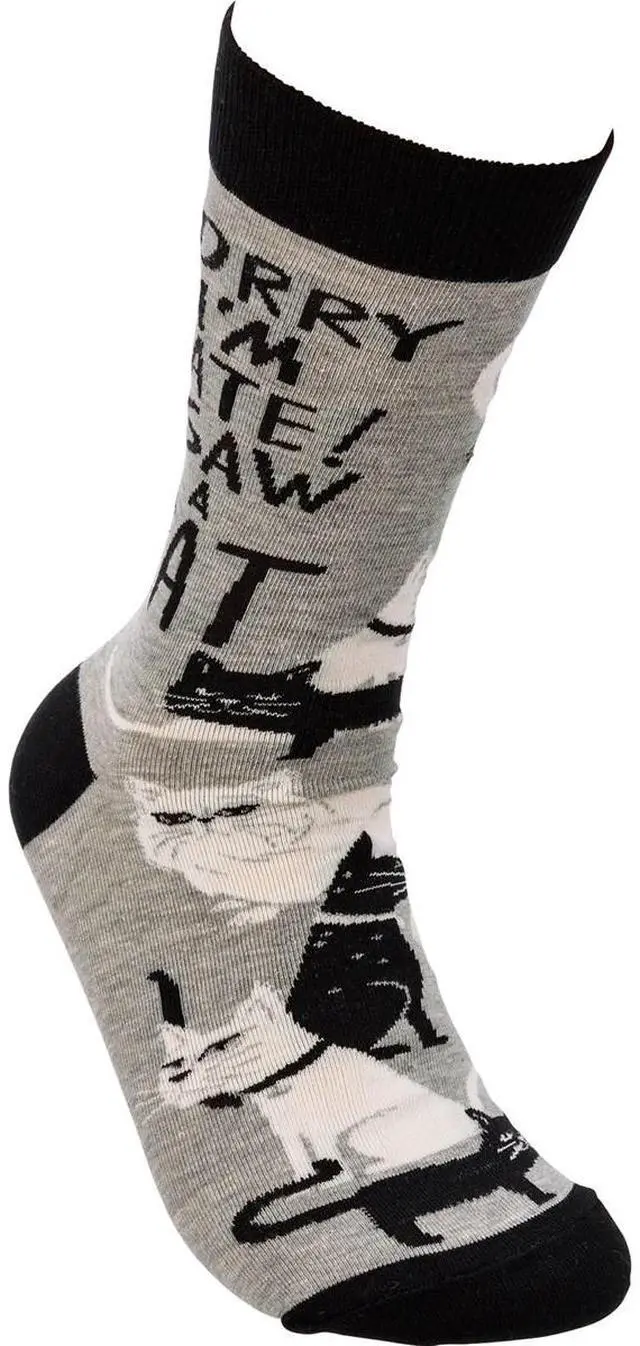 Alt view image 3 of 4 - Primitives by Kathy 113093 Sorry I'm Late I Saw a Cat Socks