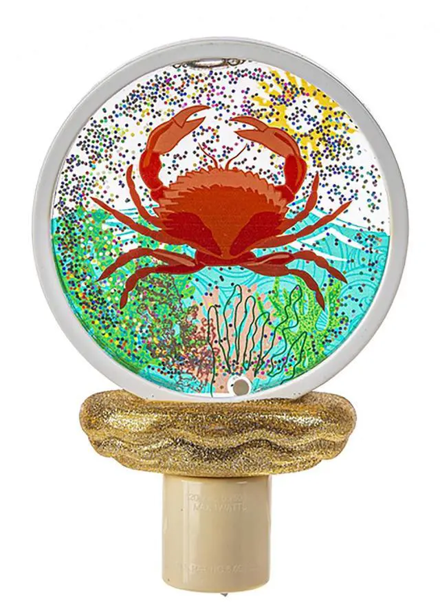 Main image of Ganz ME178416 Crab LED Shimmer Disk Night Light, 6.25-inch Height