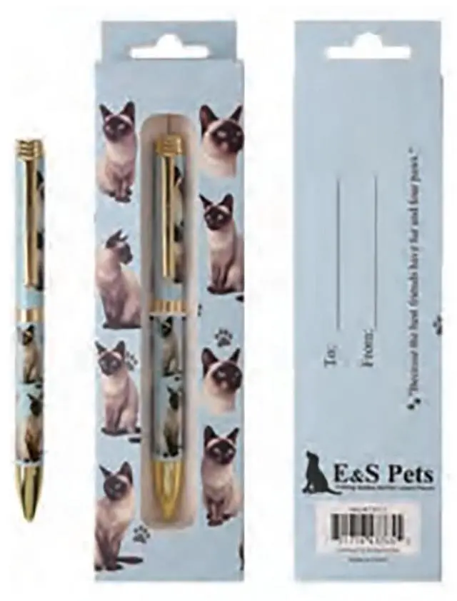 Main image of E&S Pets Refillable Ball Point Pen in Gift Box, Siamese Cat
