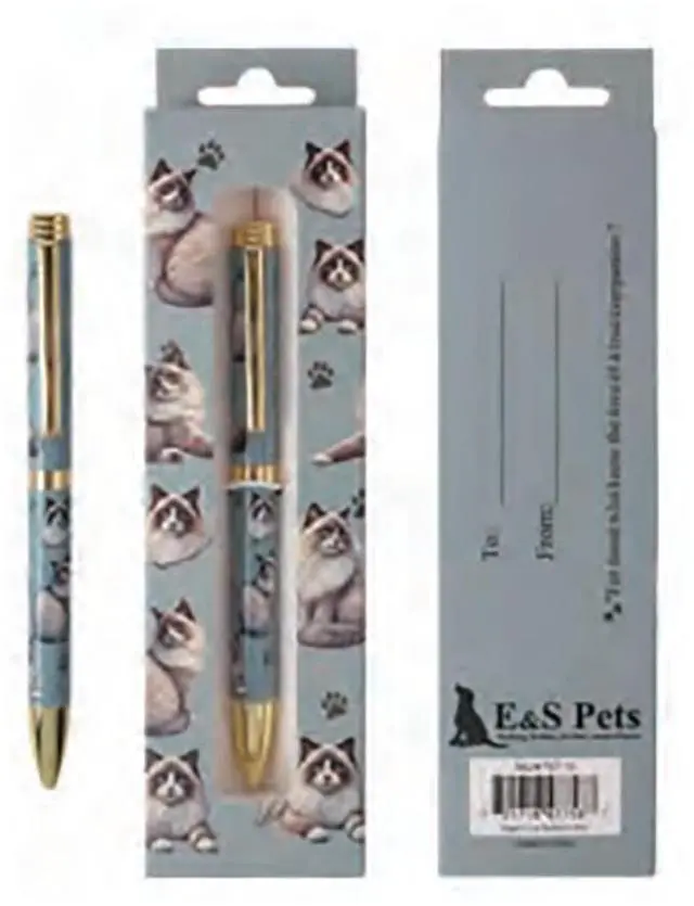 Main image of E&S Pets Refillable Ball Point Pen in Gift Box, Ragdoll Cat