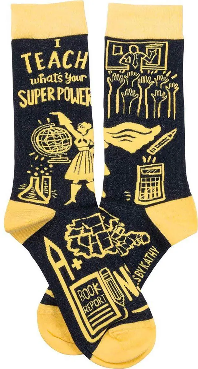 Main image of Primitives by Kathy 36270 Novelty Socks, One Size Fits Most, I Teach