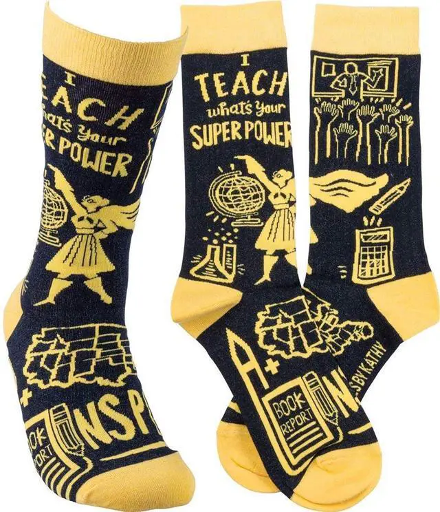 Alt view image 2 of 2 - Primitives by Kathy 36270 Novelty Socks, One Size Fits Most, I Teach