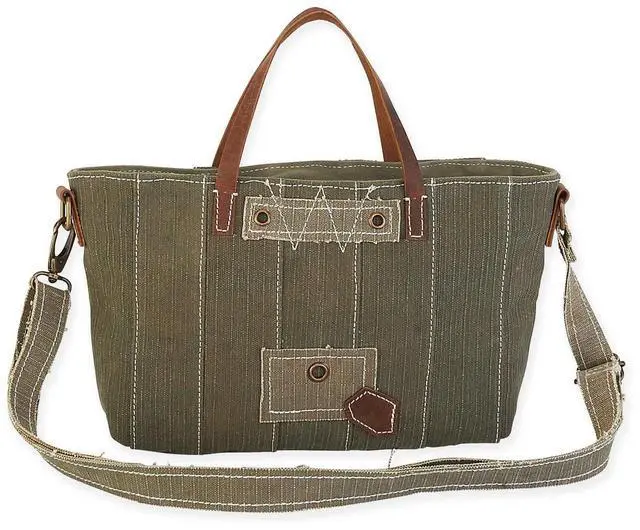 Main image of Uchi Nellie Khaki Upcycled Tent Small Hand Tote / Crossbody Bag