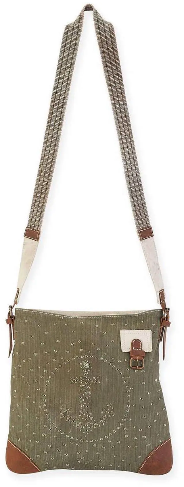 Main image of Uchi Ava Perforated Anchor Khaki Upcycled Tent Crossbody Bag