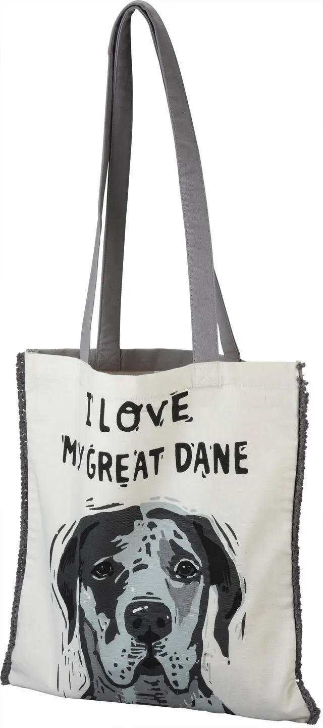 Alt view image 2 of 4 - Primitives By Kathy Market Shopping Tote - I Love My Great Dane