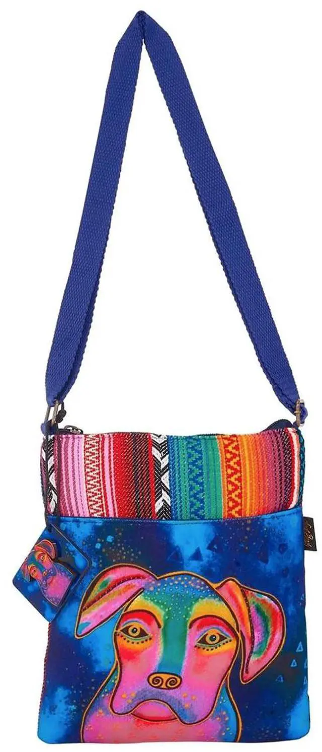 Main image of Laurel Burch Woof Dog Small Crossbody Shoulder Bag, 8.5" x 10"