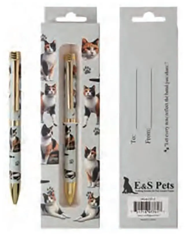 Main image of E&S Pets Refillable Ball Point Pen in Gift Box, Calico Cat