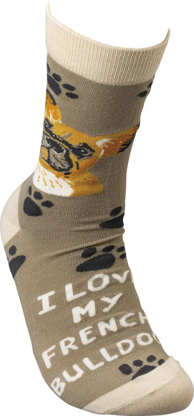 Alt view image 3 of 3 - Primitives By Kathy Socks - I Love My French Bulldog