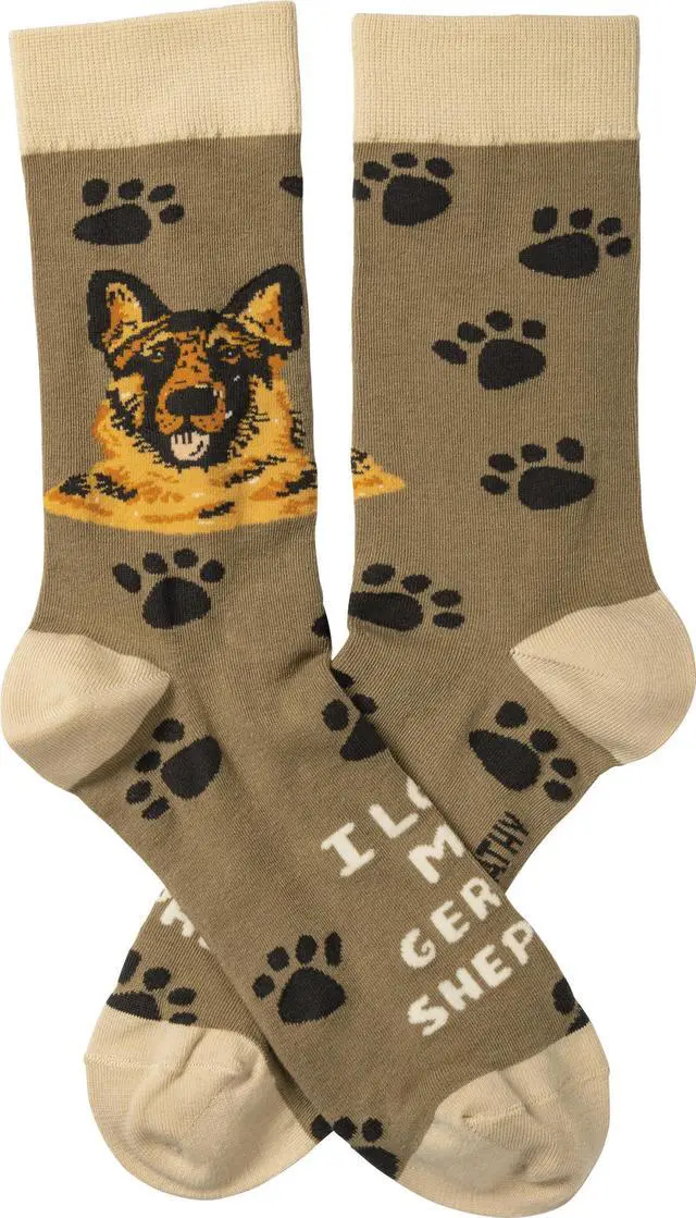 Alt view image 2 of 3 - Primitives By Kathy Socks - I Love My German Shepherd