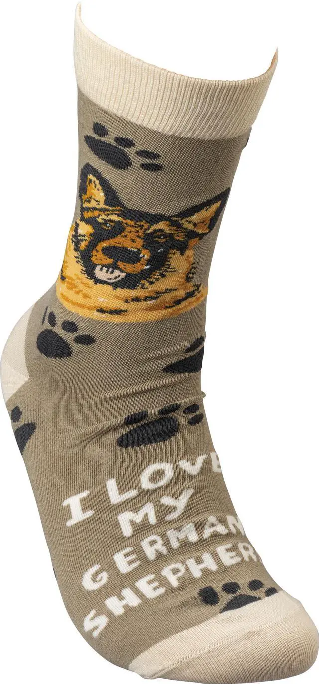 Alt view image 3 of 3 - Primitives By Kathy Socks - I Love My German Shepherd
