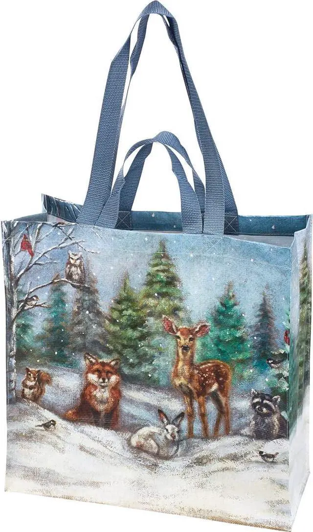 Main image of Primitives By Kathy Market Tote -Winter Family, Deer, Fox, Raccoon, Rabbit