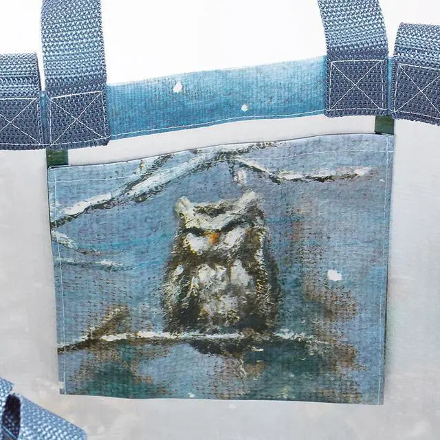 Alt view image 2 of 2 - Primitives By Kathy Market Tote -Winter Family, Deer, Fox, Raccoon, Rabbit