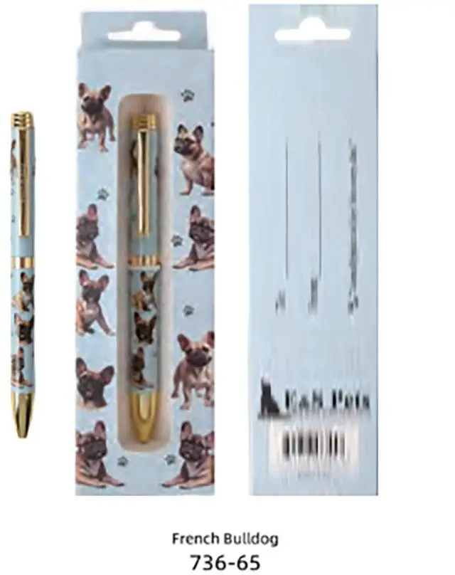Main image of E&S Pets Refillable Ball Point Pen in Gift Box, French Bulldog Teal Pen
