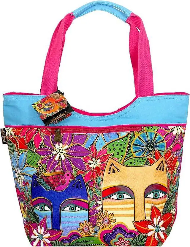 Alt view image 3 of 3 - Laurel Burch Eva Cats Large Scoop Tote Bag, 20 x 6 x 15"