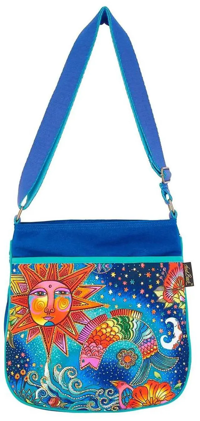 Main image of Laurel Burch Celestial Magic Sun Moon Large Crossbody Bag, 12 x 2.5 x 12.5