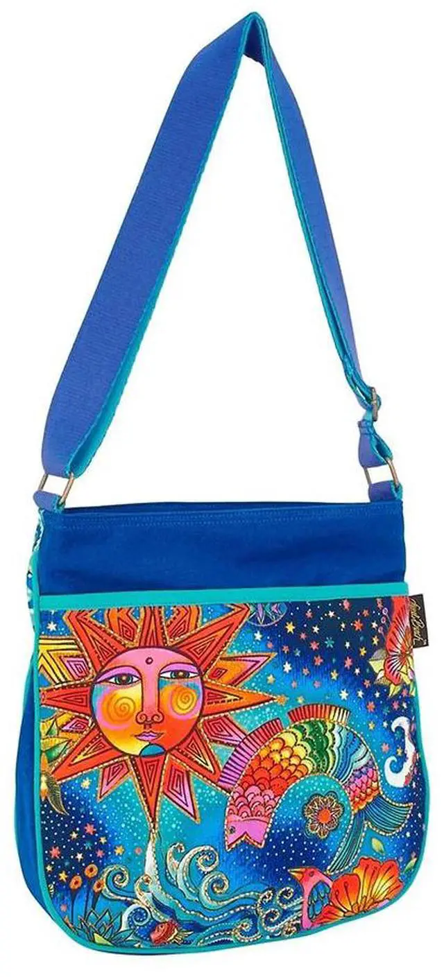 Alt view image 3 of 4 - Laurel Burch Celestial Magic Sun Moon Large Crossbody Bag, 12 x 2.5 x 12.5