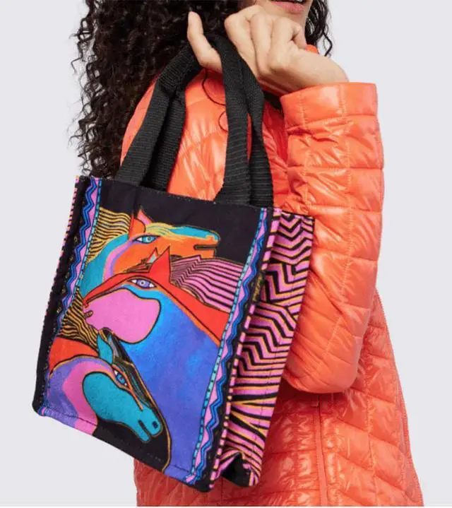 Alt view image 3 of 3 - Laurel Burch Wild Stallions Small Handbag Tote Bag, 10" x 3.5" x 9.5"