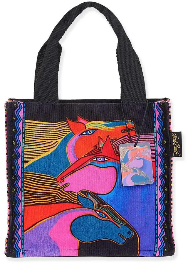 Alt view image 2 of 3 - Laurel Burch Wild Stallions Small Handbag Tote Bag, 10" x 3.5" x 9.5"