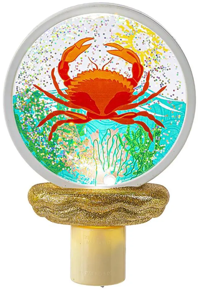 Alt view image 2 of 2 - Ganz ME178416 Crab LED Shimmer Disk Night Light, 6.25-inch Height