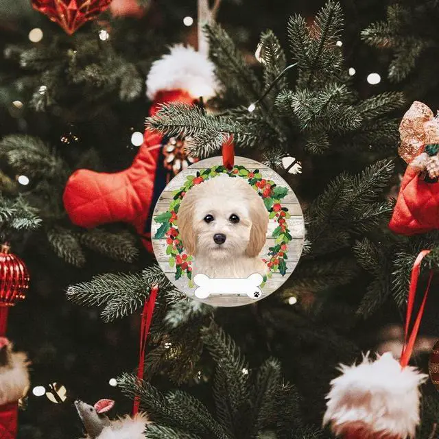 Alt view image 3 of 4 - Cockapoo Ornament - E&S Pets, DIY Personalizable, Ceramic Round Ornament