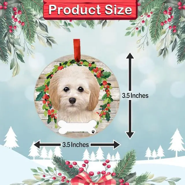 Alt view image 4 of 4 - Cockapoo Ornament - E&S Pets, DIY Personalizable, Ceramic Round Ornament