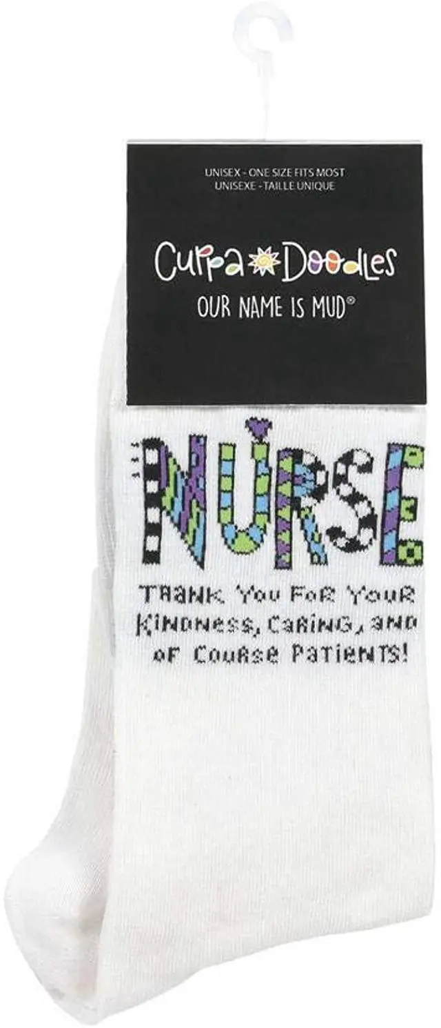 Alt view image 2 of 2 - Enesco Our Name Is Mud Cuppa Doodle Nurse Socks