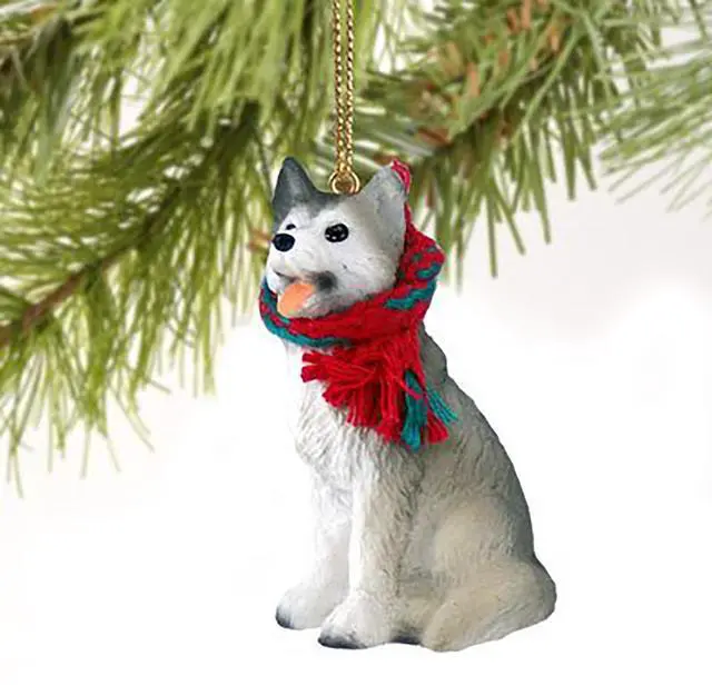 Main image of Conversation Concepts Siberian Husky Gray and White with Brown Eyes Ornament