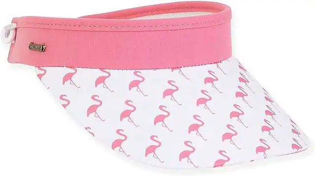 Main image of Sun N Sand Women's Adjustable Coil Visor UV 50, Brim 3.5", Pink Flamingos