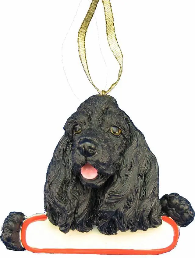 Main image of Cocker Spaniel Black Ornament "Santa's Pals" With Personalizable Name Plate