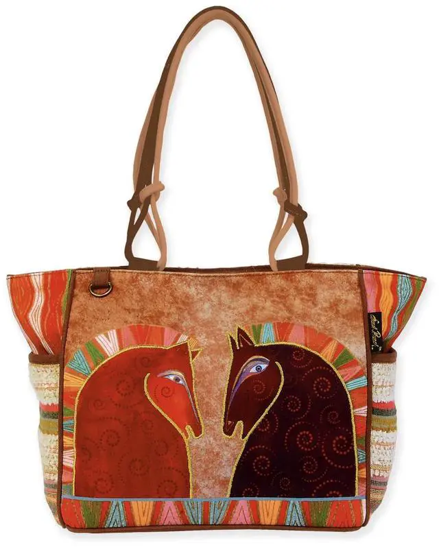 Main image of Laurel Burch Rushia & Rusty Horses Medium Tote Bag Handbag, 16" x 6.5" x 10"