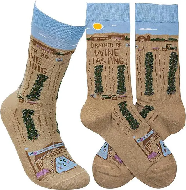 Main image of Primitives by Kathy - I'd Rather Be Wine Tasting Unisex Socks, One Size