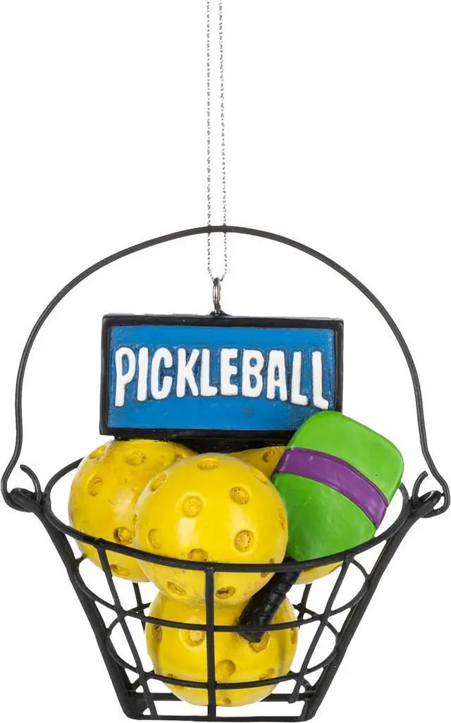 Main image of Ganz Pickle Ball Basket with Balls and Paddle Decorative Occasional Ornament