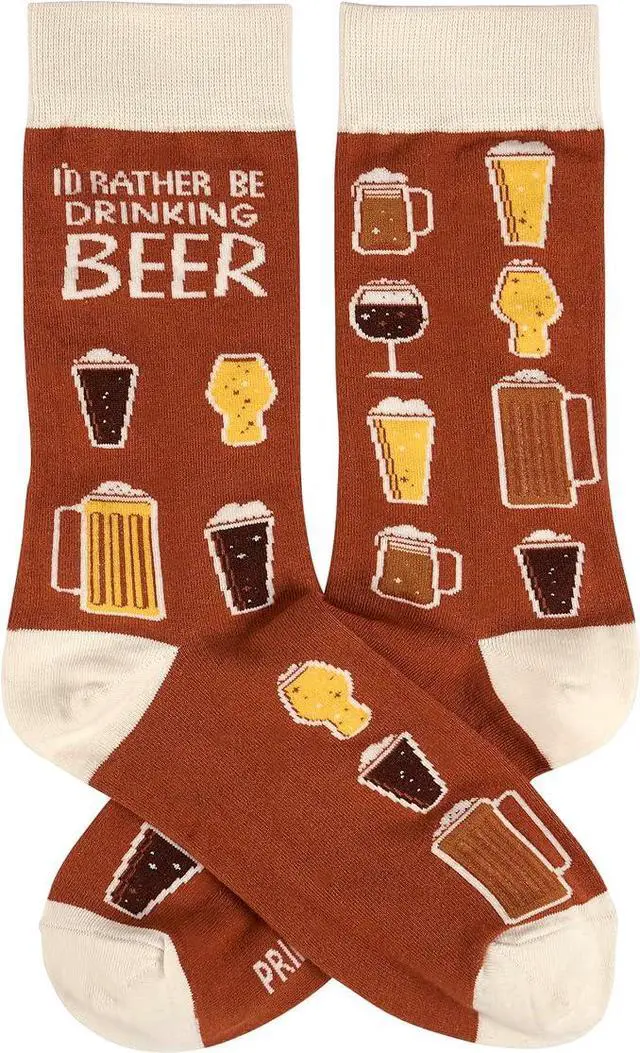 Alt view image 3 of 4 - Primitives by Kathy - I'd Rather Be Drinking Beer Unisex Socks, One Size
